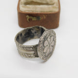 19th Century Ottoman Sterling Silver Floral Seal Stamp Ring Antique c1860