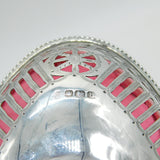 Sterling Silver & Cranberry Glass Pedestal Treat Dish Antique 1919 Sheffield