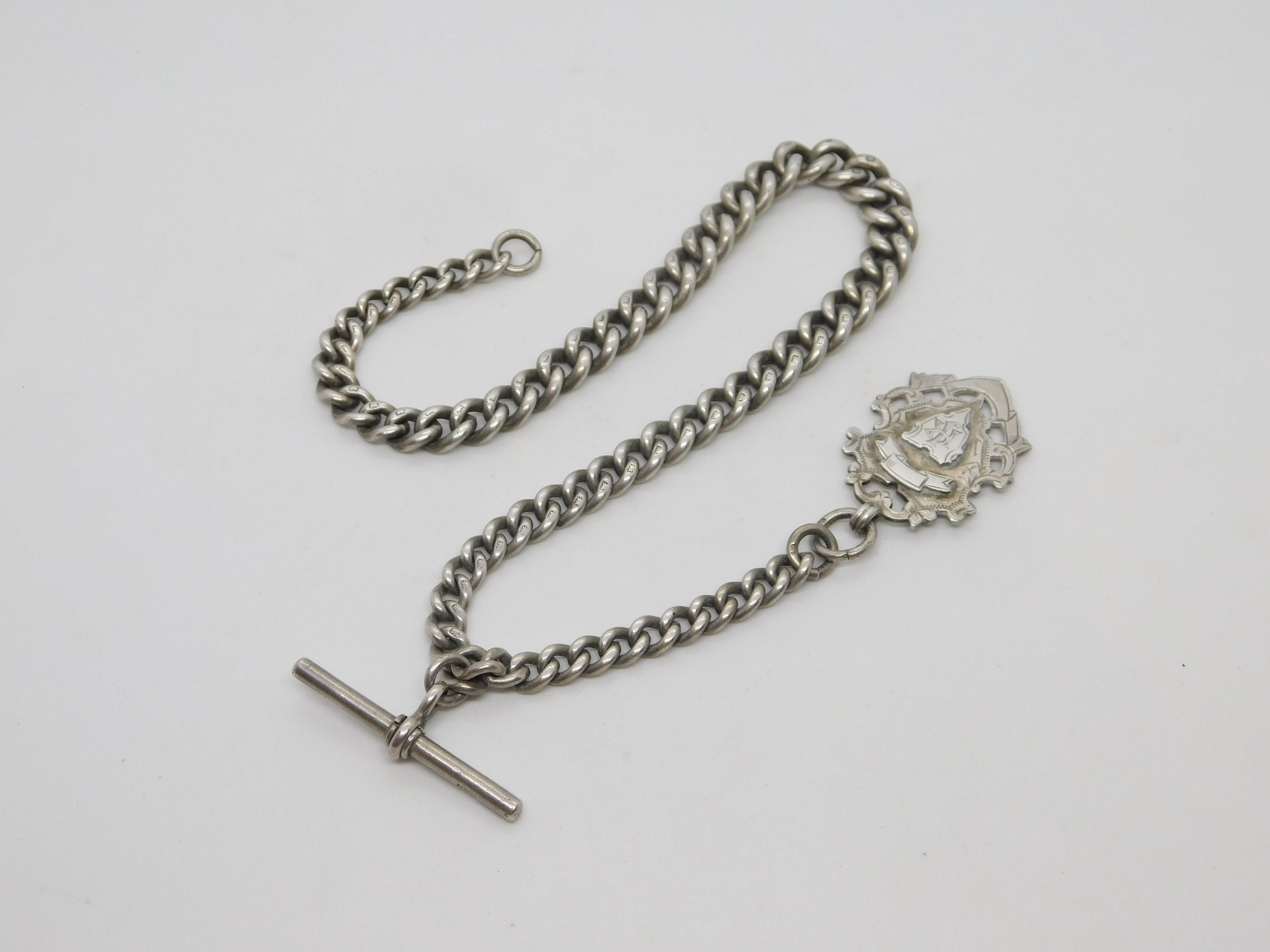 Victorian Sterling Silver Graduating Albert Watch Chain Antique 1893 B ...