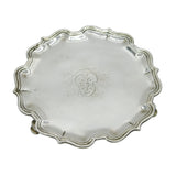 George II Sterling Silver Armorial Crest Salver Dish Antique 1735 London