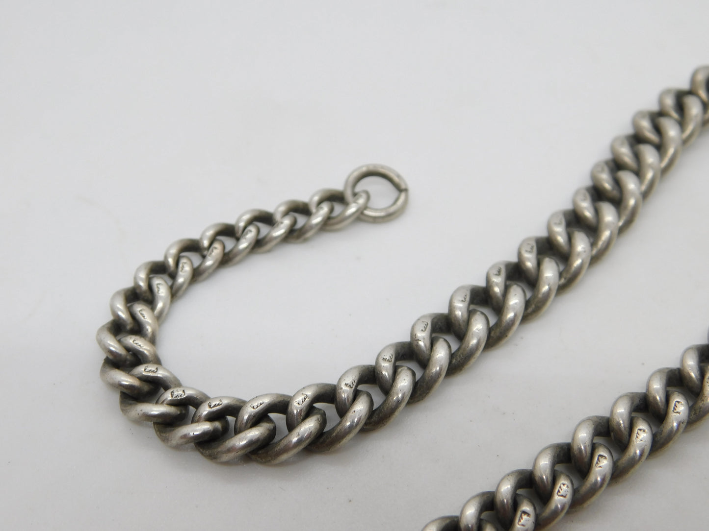 Victorian Sterling Silver Graduating Albert Watch Chain Antique 1893 Birmingham