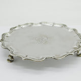 George II Sterling Silver Armorial Crest Salver Dish Antique 1735 London