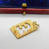 9ct Yellow Gold £ Pound Sign Charm or Pendant 1979 London Vintage