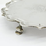 George II Sterling Silver Armorial Crest Salver Dish Antique 1735 London