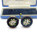 Early Victorian Rose Gold Plated Floral Micro Mosaic Buttons Antique c1840