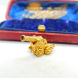 9ct Yellow Gold Traditional Cannon Gunner Charm Vintage 1965 London