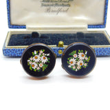 Early Victorian Rose Gold Plated Floral Micro Mosaic Buttons Antique c1840