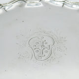 George II Sterling Silver Armorial Crest Salver Dish Antique 1735 London