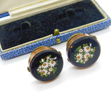 Early Victorian Rose Gold Plated Floral Micro Mosaic Buttons Antique c1840