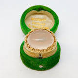 9ct Yellow Gold Cabochon Rose Quartz Statement Ring Vintage 1988 London