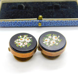 Early Victorian Rose Gold Plated Floral Micro Mosaic Buttons Antique c1840