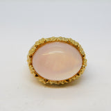 9ct Yellow Gold Cabochon Rose Quartz Statement Ring Vintage 1988 London