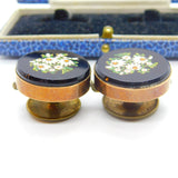 Early Victorian Rose Gold Plated Floral Micro Mosaic Buttons Antique c1840