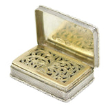 Victorian Sterling Silver Cross Pattern Vinaigrette Antique 1840 Birmingham