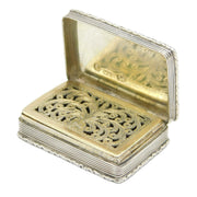 Victorian Sterling Silver Cross Pattern Vinaigrette Antique 1840 Birmingham