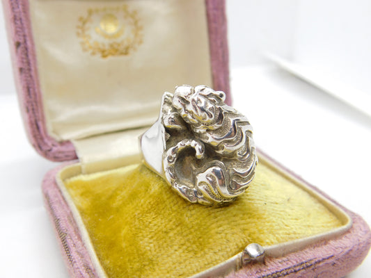 Sterling Silver Tiger or Panther Form Statement Ring 1934 London Antique