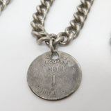 Victorian Sterling Silver Albert Watch Chain & Coin Fob Antique c1890