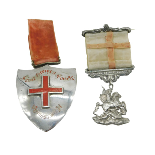 Victorian Sterling Silver Pair Society of St George, Canada Medals Antique 1850