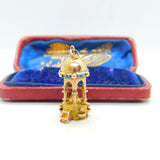 18ct Gold & Turquoise Set Islamic Temple Charm Religious Antique c1930 Deco