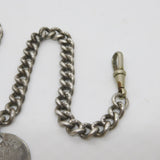 Victorian Sterling Silver Albert Watch Chain & Coin Fob Antique c1890