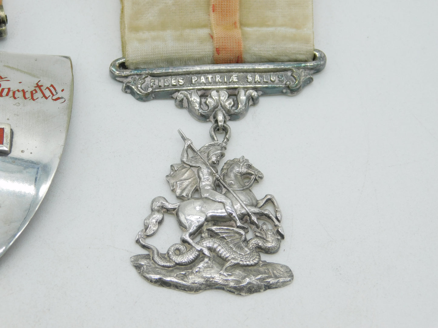 Victorian Sterling Silver Pair Society of St George, Canada Medals Antique 1850