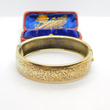 19ct Gold on Sterling Silver Floral Cuff Bangle Bracelet Antique c1920 Art Deco