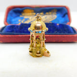 18ct Gold & Turquoise Set Islamic Temple Charm Religious Antique c1930 Deco