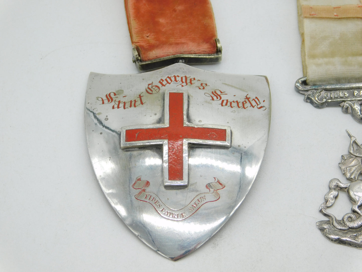 Victorian Sterling Silver Pair Society of St George, Canada Medals Antique 1850