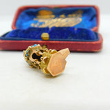 18ct Gold & Turquoise Set Islamic Temple Charm Religious Antique c1930 Deco