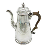 George II Sterling Silver Armorial Crest Coffee Pot Antique 1740 London