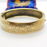 19ct Gold on Sterling Silver Floral Cuff Bangle Bracelet Antique c1920 Art Deco