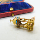 18ct Gold & Turquoise Set Islamic Temple Charm Religious Antique c1930 Deco