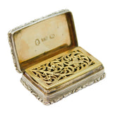 William IV Sterling Silver Floral Vinaigrette Antique 1833 Birmingham