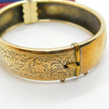 19ct Gold on Sterling Silver Floral Cuff Bangle Bracelet Antique c1920 Art Deco