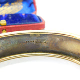 19ct Gold on Sterling Silver Floral Cuff Bangle Bracelet Antique c1920 Art Deco