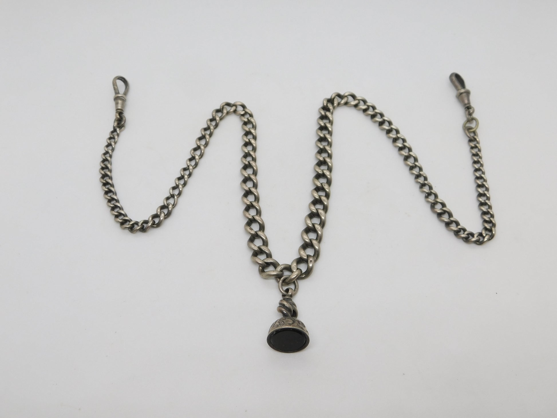 Victorian Sterling Silver Graduating Double Albert Watch Chain