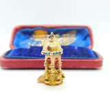 18ct Gold & Turquoise Set Islamic Temple Charm Religious Antique c1930 Deco