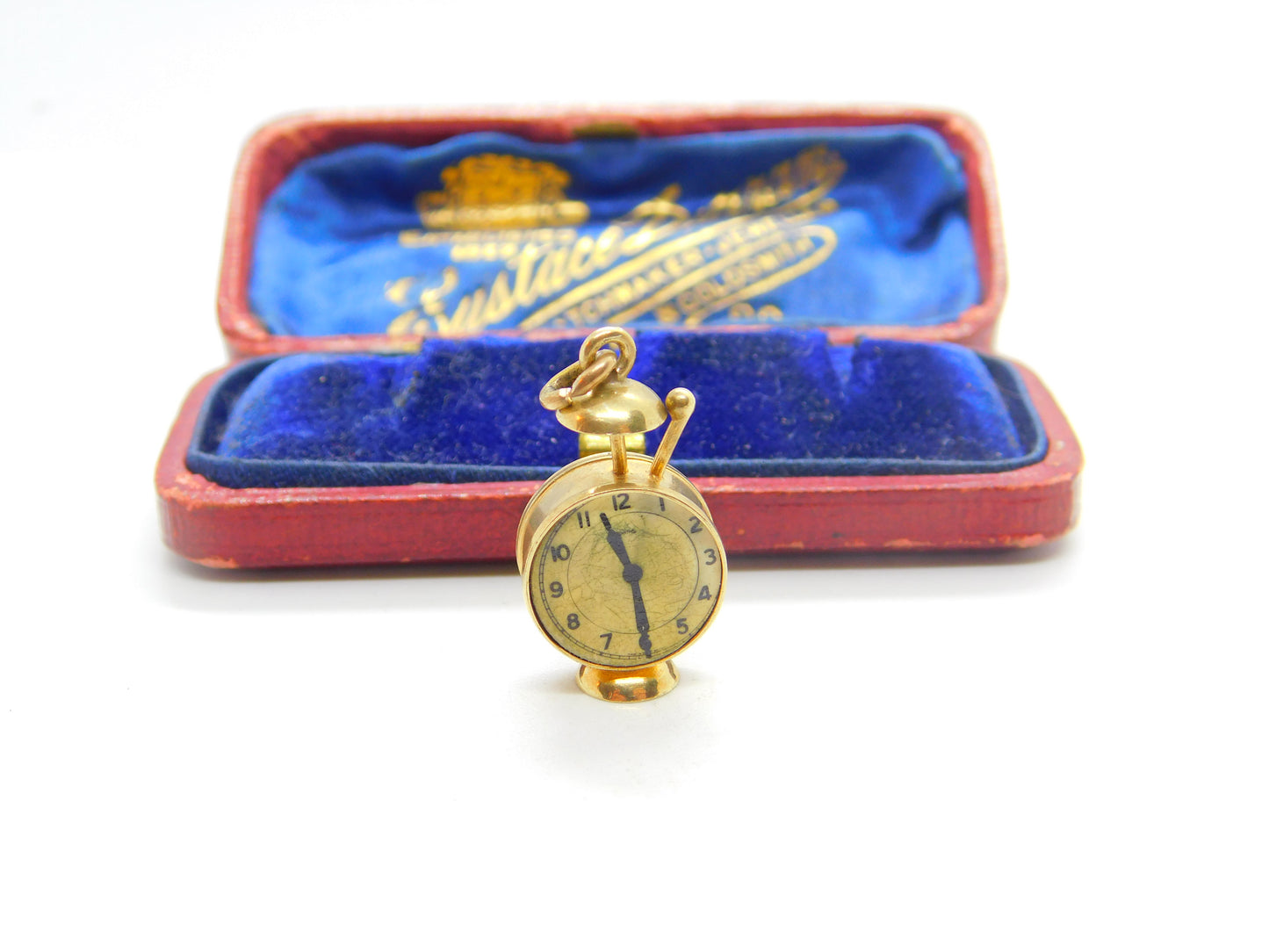 9ct Yellow Gold Novelty Alarm Clock Charm or Pendant 1973 London Vintage