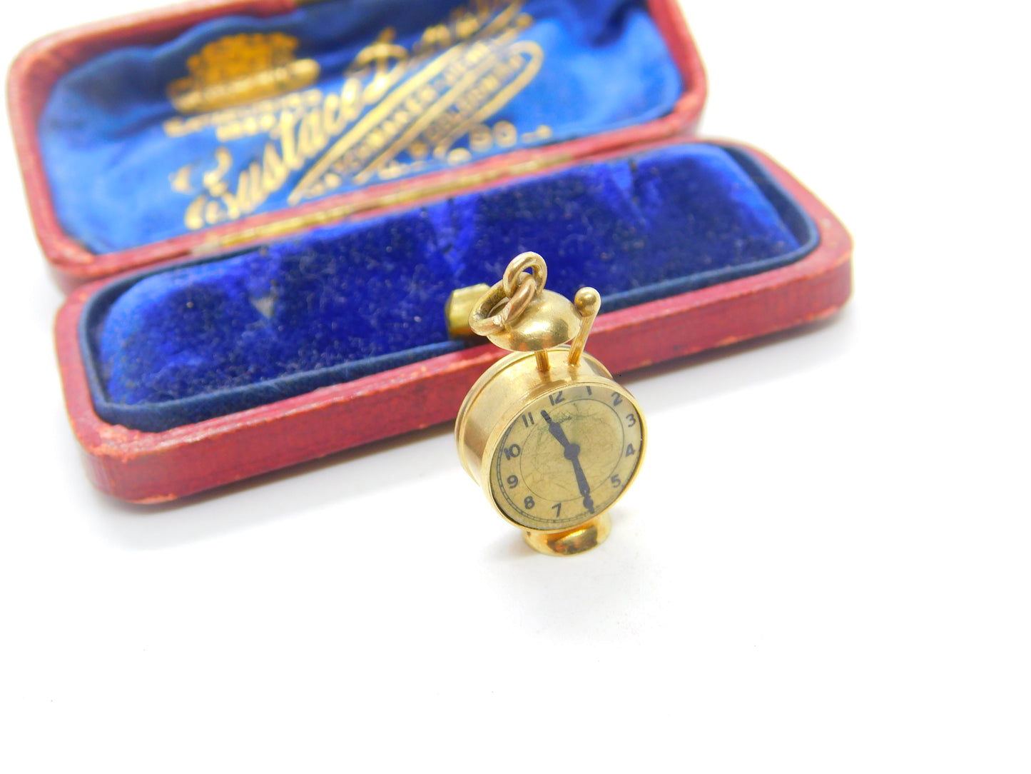 9ct Yellow Gold Novelty Alarm Clock Charm or Pendant 1973 London Vintage