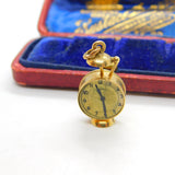 9ct Yellow Gold Novelty Alarm Clock Charm or Pendant 1973 London Vintage