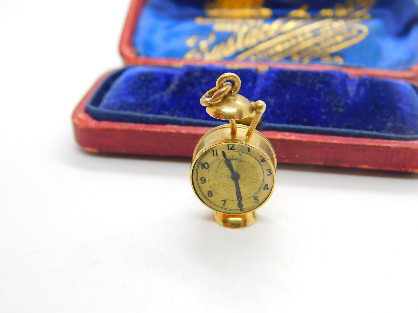 9ct Yellow Gold Novelty Alarm Clock Charm or Pendant 1973 London Vintage