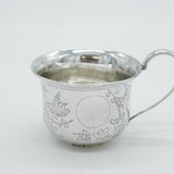 20th Century Chinese Sterling Silver Bird Pattern Christening Mug Antique c1910