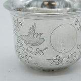 20th Century Chinese Sterling Silver Bird Pattern Christening Mug Antique c1910