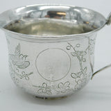 20th Century Chinese Sterling Silver Bird Pattern Christening Mug Antique c1910