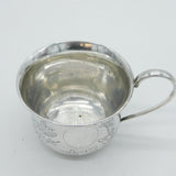 20th Century Chinese Sterling Silver Bird Pattern Christening Mug Antique c1910