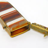 Victorian Brass & Banded Agate Crown Form Vesta Case Antique c1860