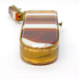 Victorian Brass & Banded Agate Crown Form Vesta Case Antique c1860
