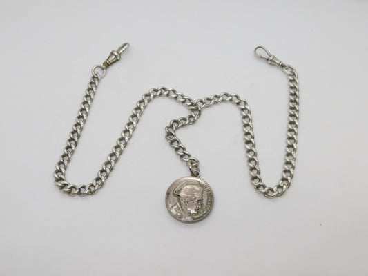 Victorian Sterling Silver Graduating Double Albert Watch Chain Antique 1896 Birmingham