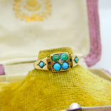 Victorian 15ct Yellow Gold, Turquoise & Diamond Ring 1876 Birmingham Antique