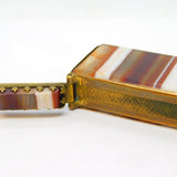Victorian Brass & Banded Agate Crown Form Vesta Case Antique c1860